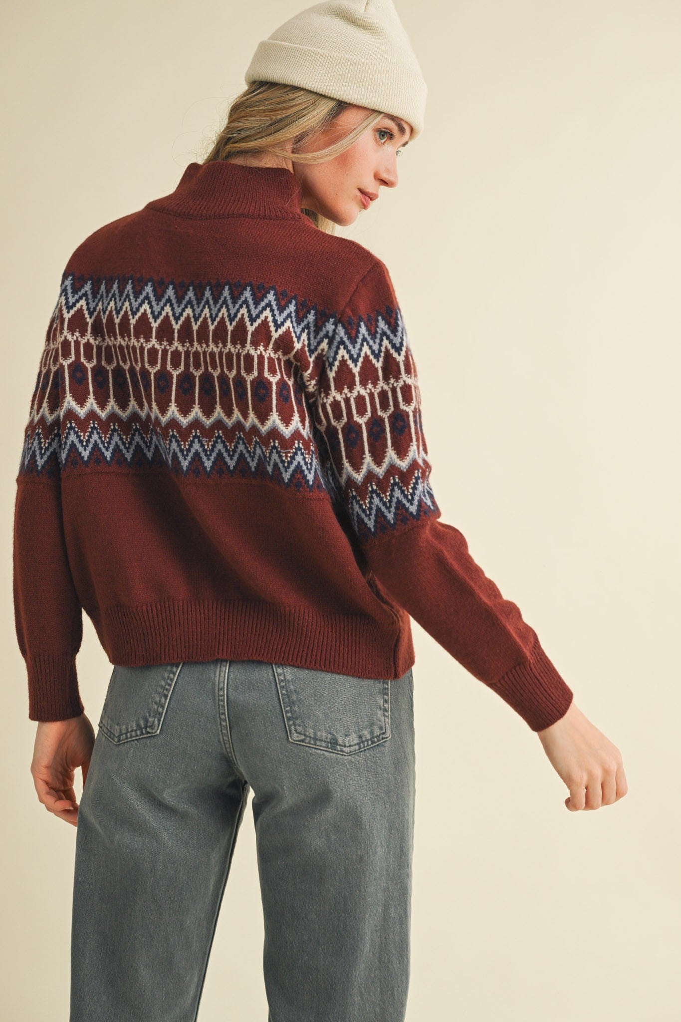 Fair Isle Zip Cardigan - FINAL SALE