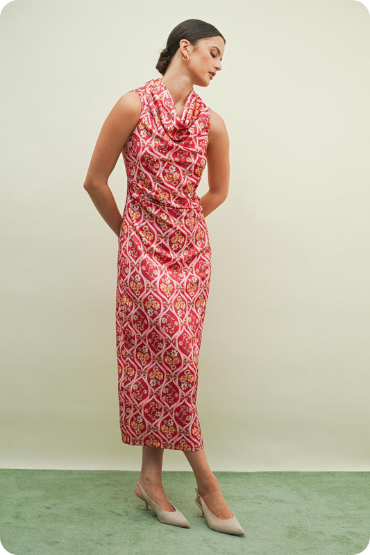 Rosalie Scarf Neck Midi Dress