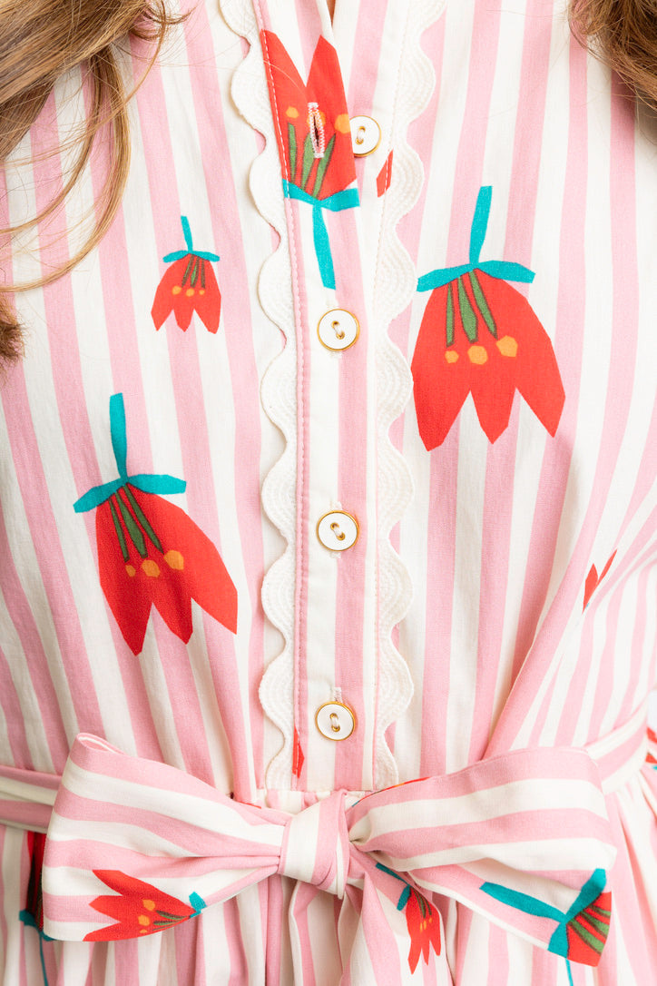 Pink Stripe Poppy Maxi Dress - FINAL SALE