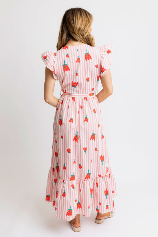 Pink Stripe Poppy Maxi Dress - FINAL SALE