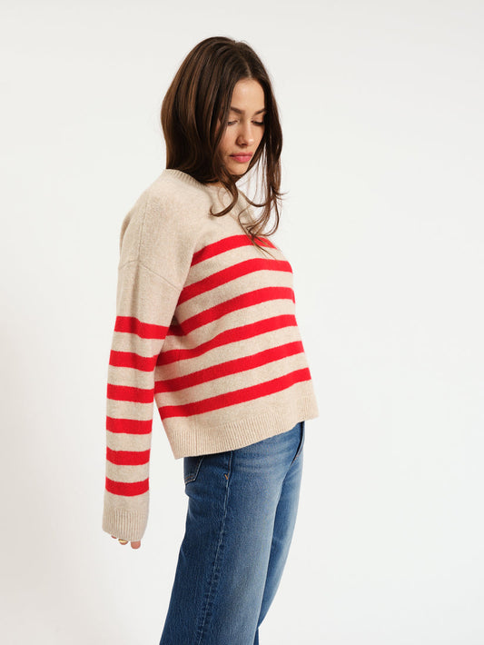 Carlyle Stripe Sweater in Red Oat