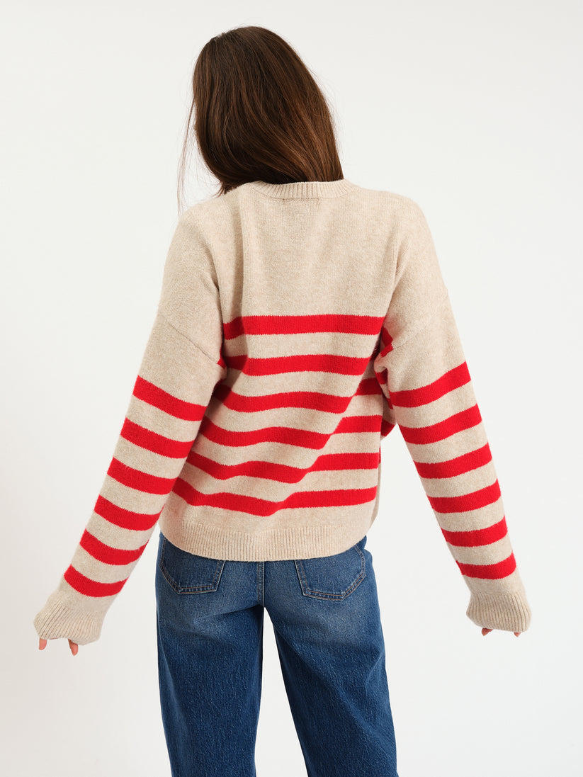 Carlyle Stripe Sweater in Red Oat