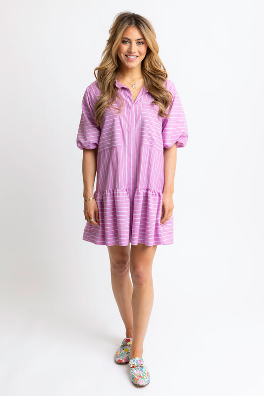 Ana Purple Poplin Dress - FINAL SALE