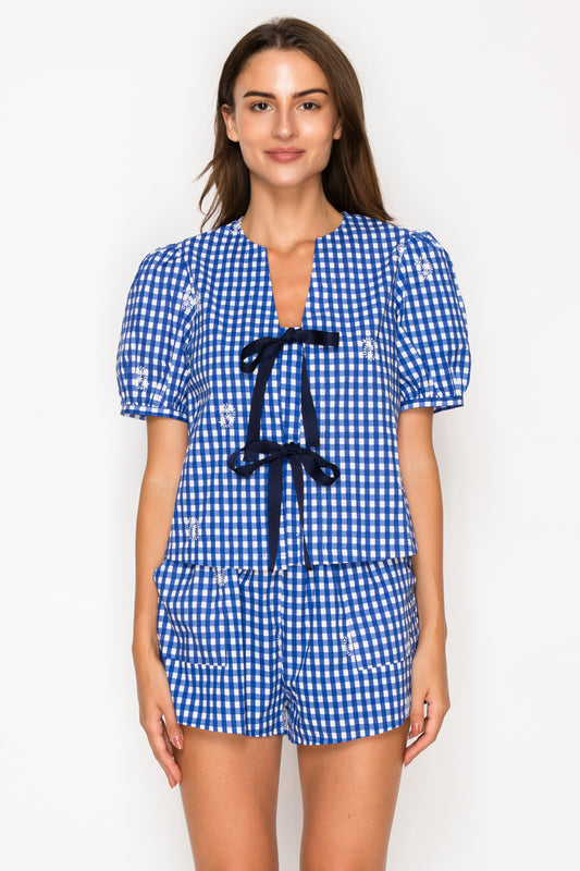 Azure Gingham Shorts