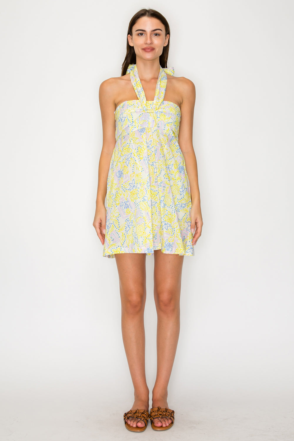 Lemon Breeze Halter Dress