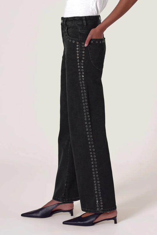 Sailor Scoop Jeans in Black Sand Eyelet