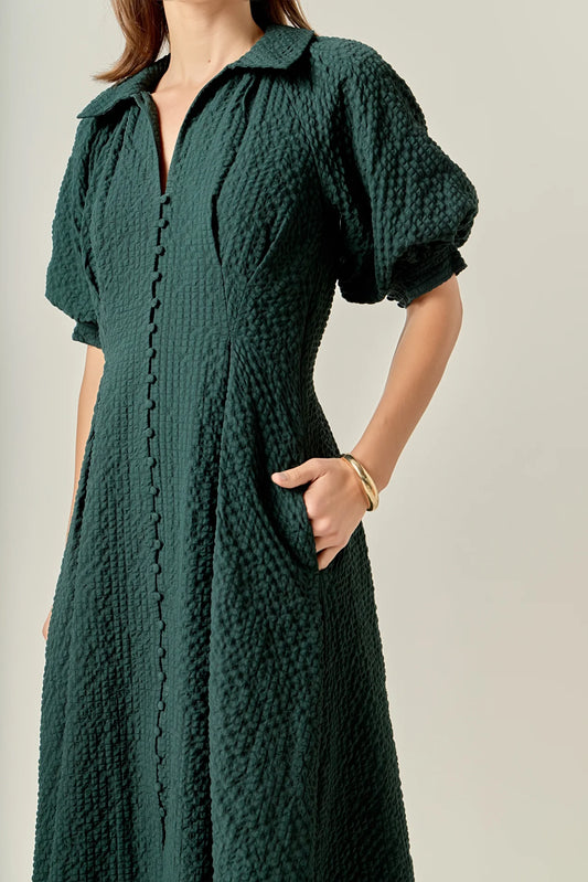 Textured Midi Shirt Dress
