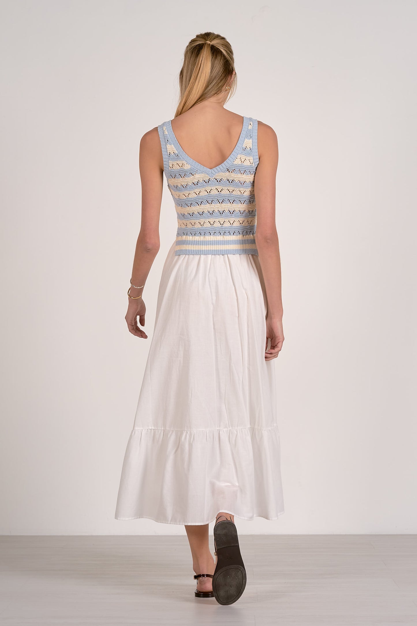 Light Blue Mixed Media Midi Dress - FINAL SALE