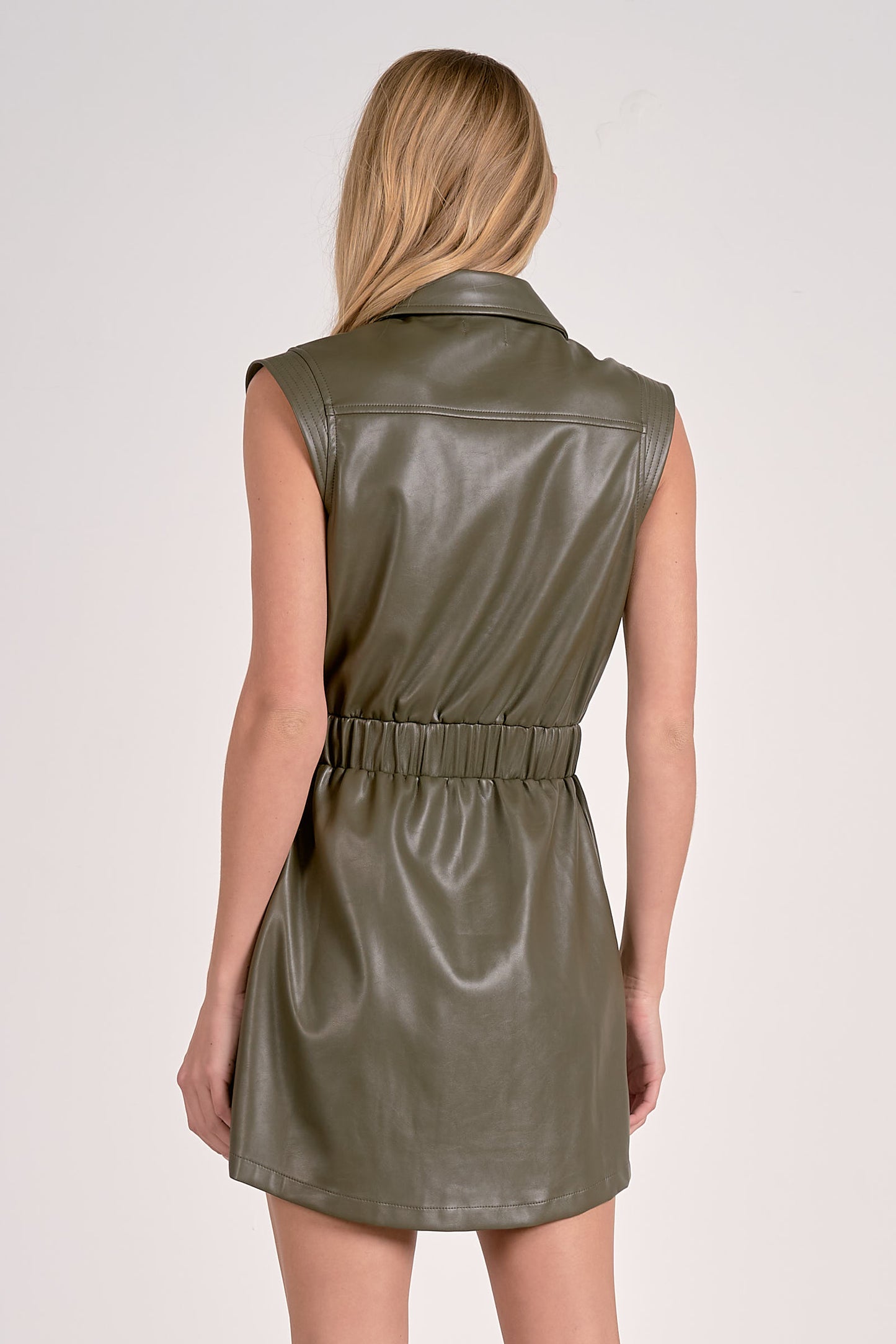 Olive Vegan Leather Dress