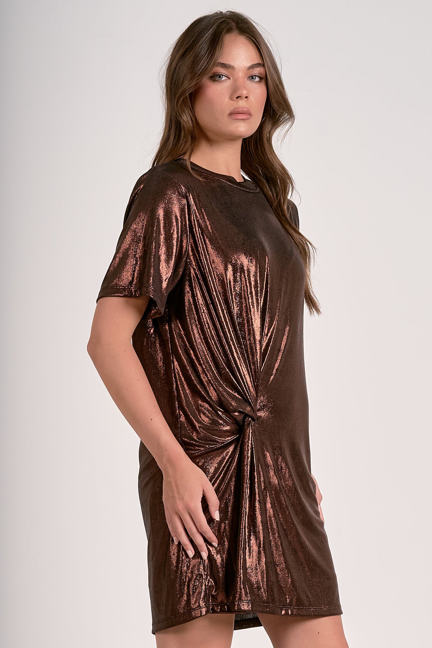 Chocolate Shimmer Mini Dress - FINAL SALE