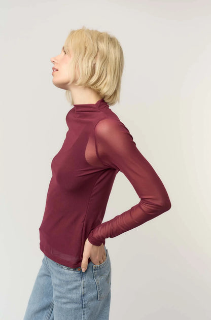 Tessa Mesh Funnel Neck Top - FINAL SALE