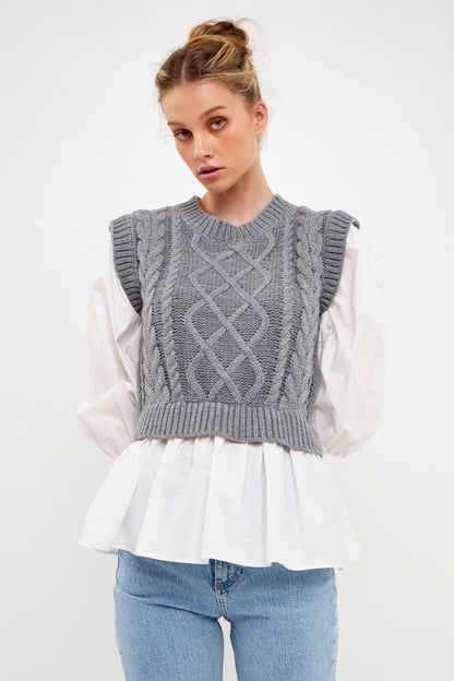 Cable Knit Combo Top