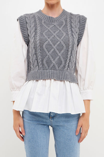 Cable Knit Combo Top