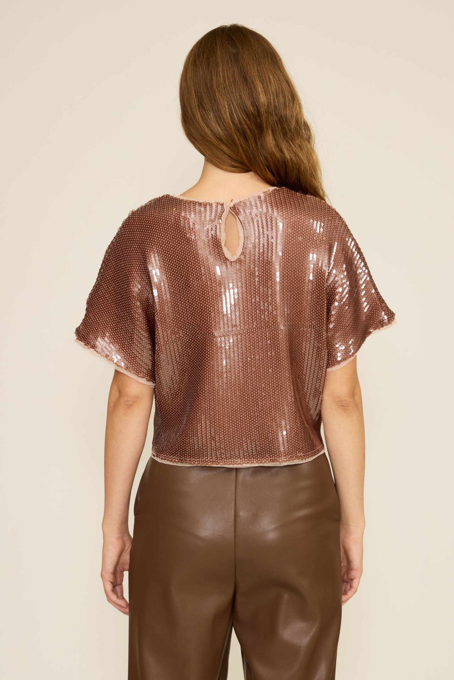 Chocolate Mousse Sequined Top