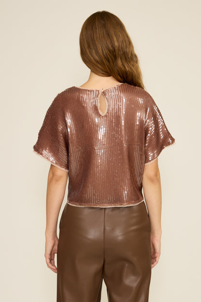 Chocolate Mousse Sequined Top
