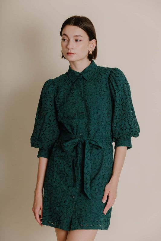 Evergreen Eyelet Dress - FINAL SALE