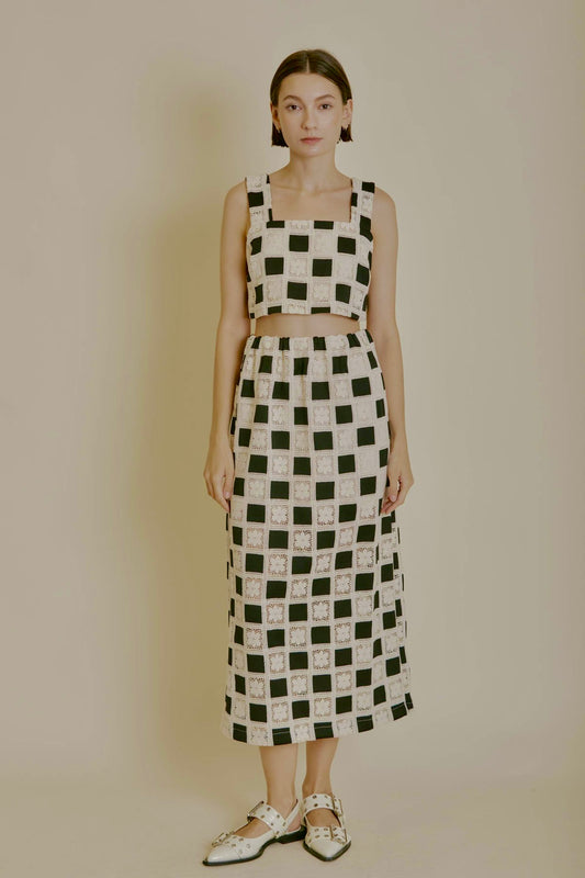 Checkered Midi Skirt