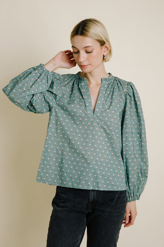 Sage Pintuck Blouse