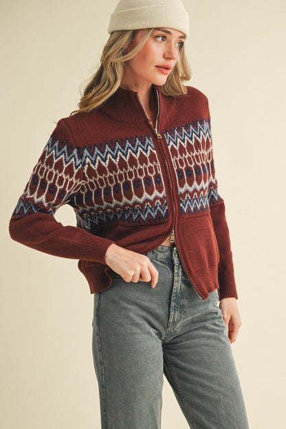 Fair Isle Zip Cardigan - FINAL SALE