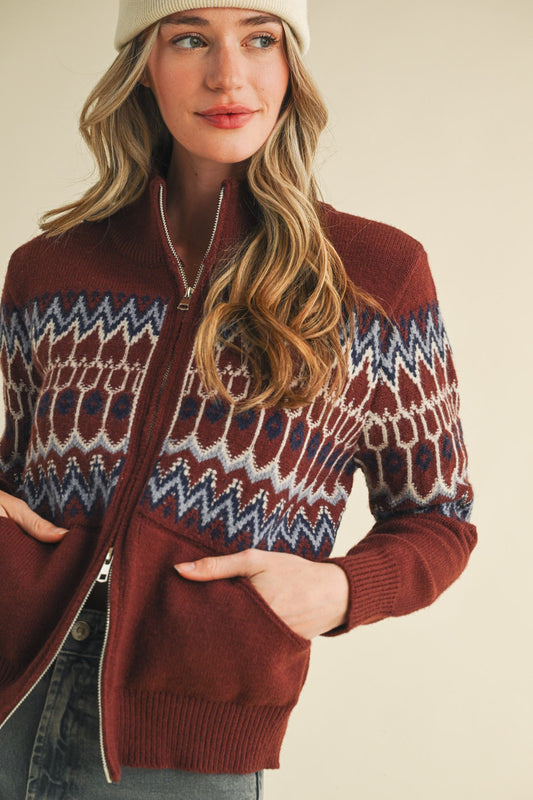 Fair Isle Zip Cardigan - FINAL SALE