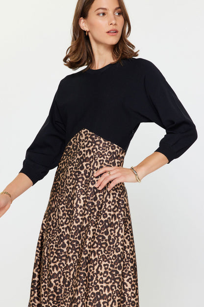 Leopard Split Midi Dress
