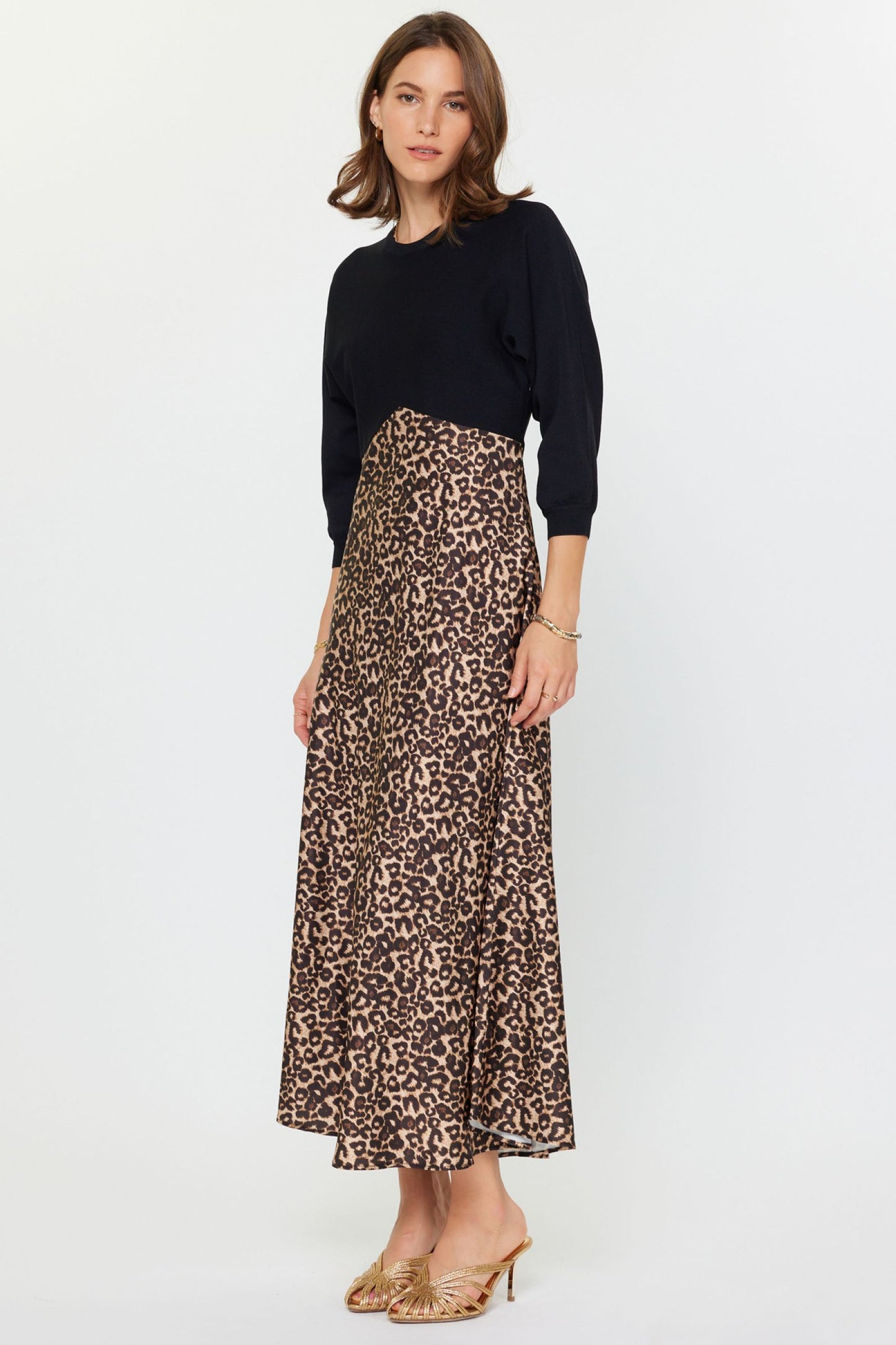 Leopard Split Midi Dress