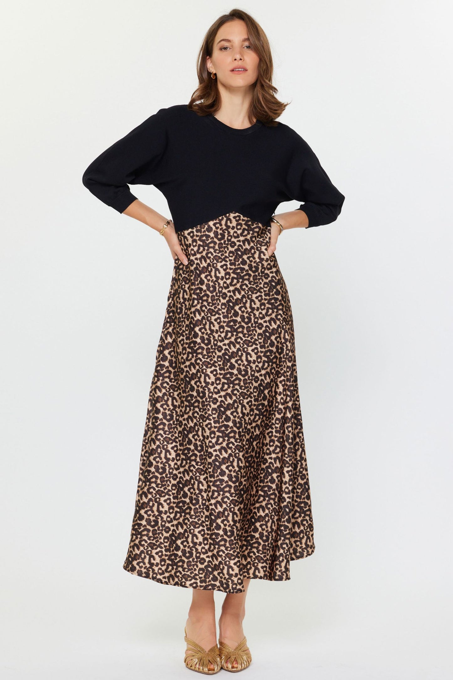 Leopard Split Midi Dress