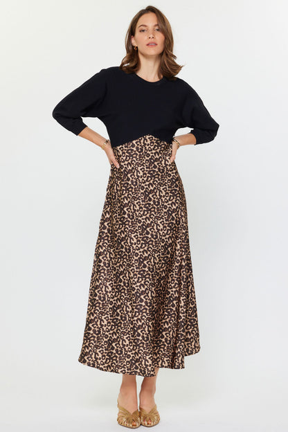 Leopard Split Midi Dress