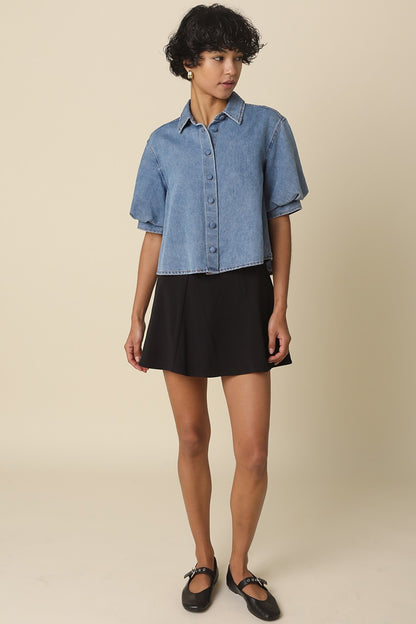 Cropped Denim Shirt