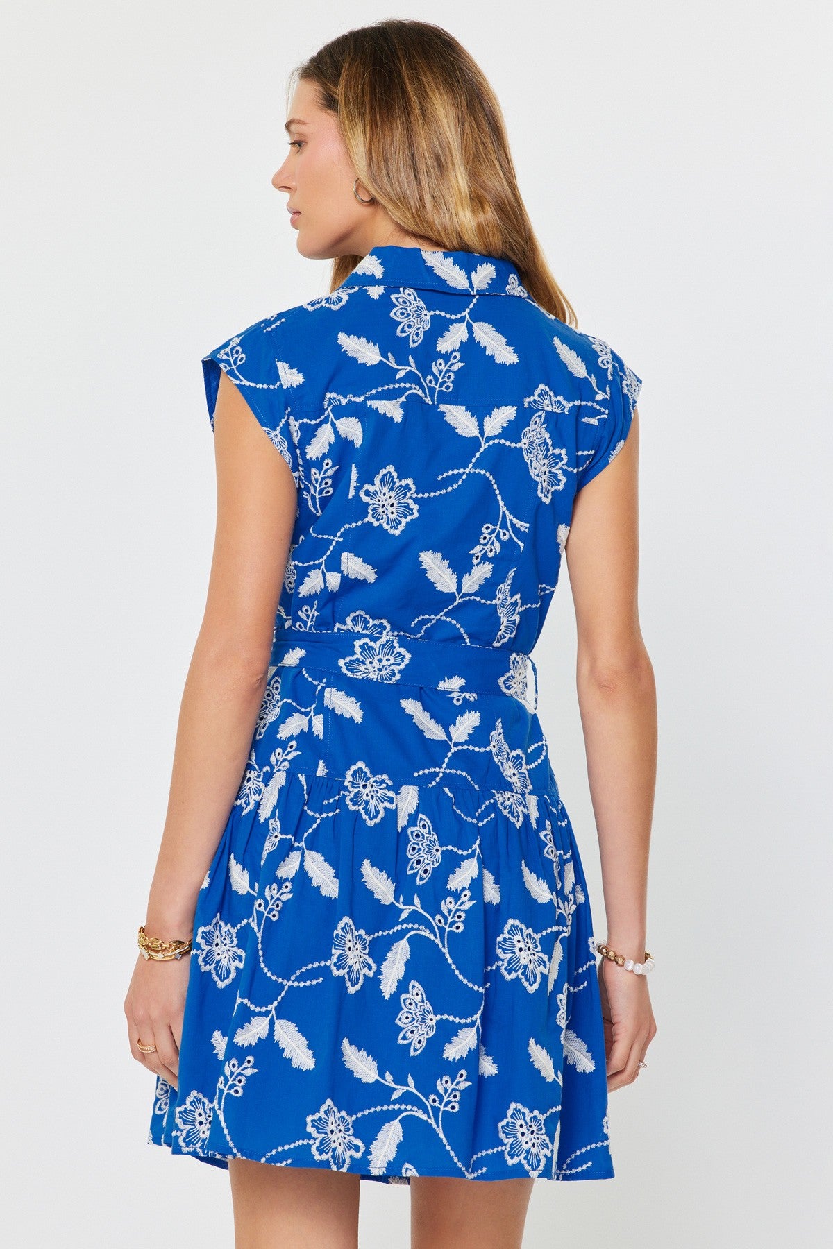 Blue Embroidery Mini Dress
