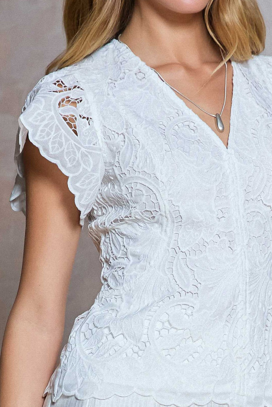 White Lace Peplum Top