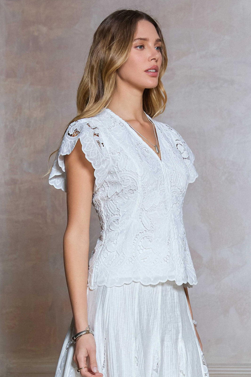 White Lace Peplum Top