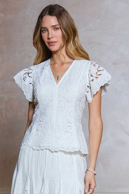 White Lace Peplum Top
