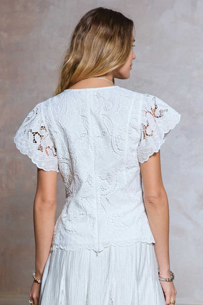 White Lace Peplum Top