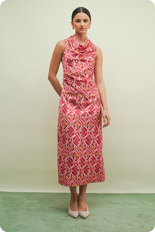 Rosalie Scarf Neck Midi Dress