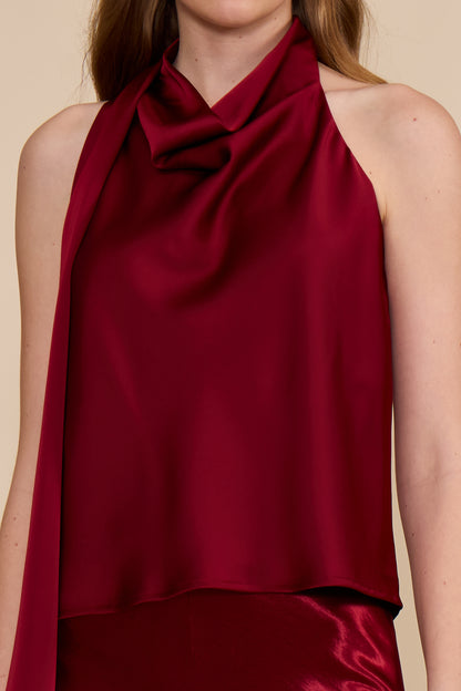 Deep Merlot Halter Scarf Top