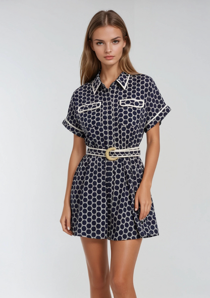 Naomi Marine Dot Dress