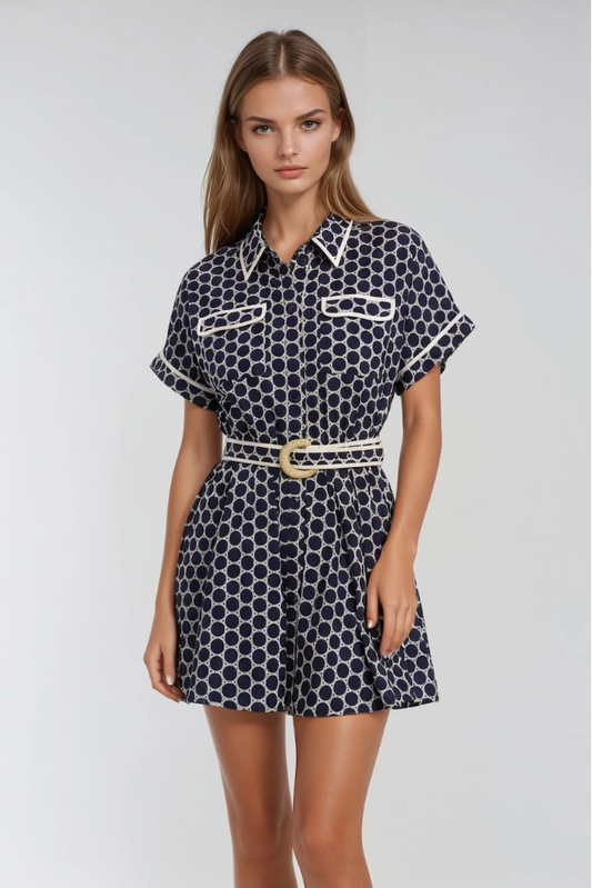 Naomi Marine Dot Dress
