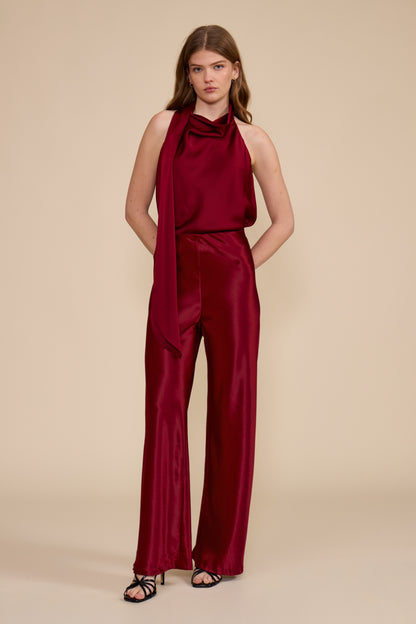 Deep Merlot Satin Pants