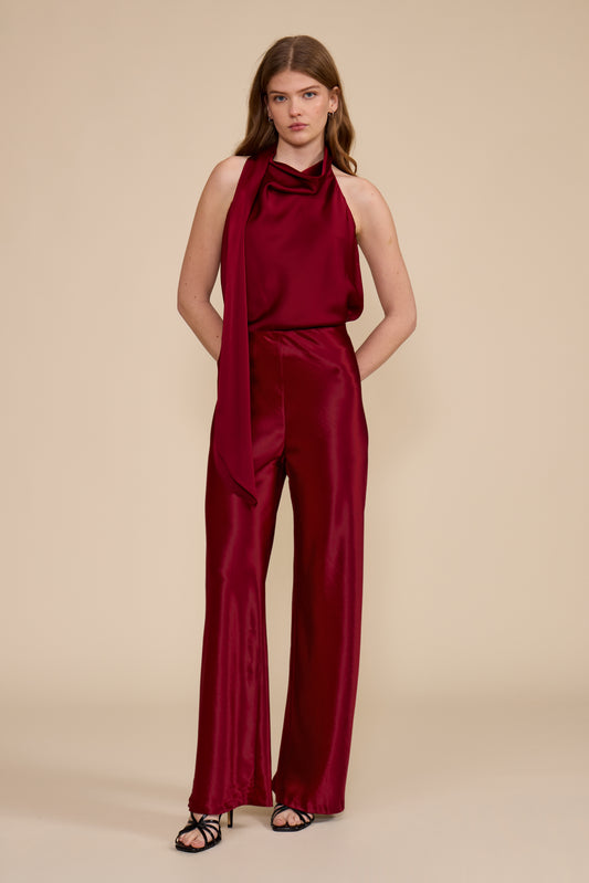 Deep Merlot Satin Pants