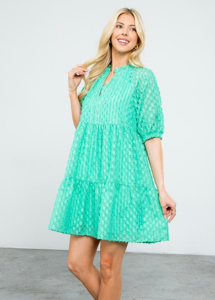 Green Check Mini Dress