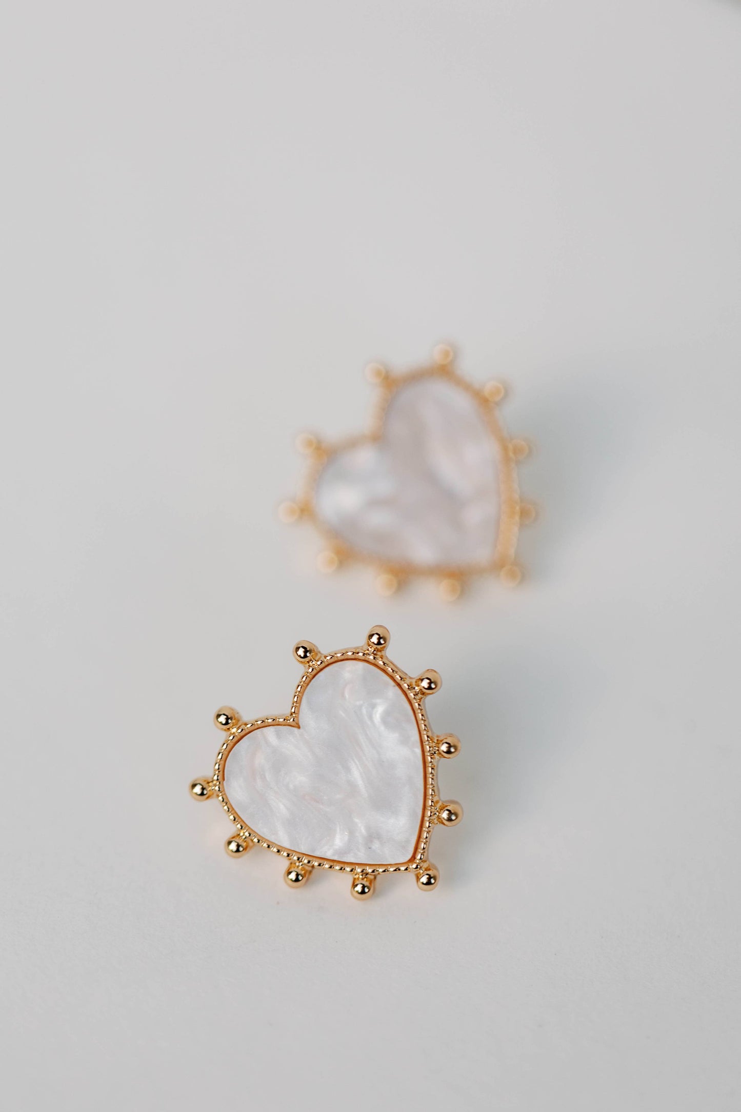 Gold Studded Pearl Heart Earrings