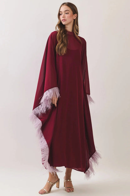 Fiona Feather Caftan Maxi Dress