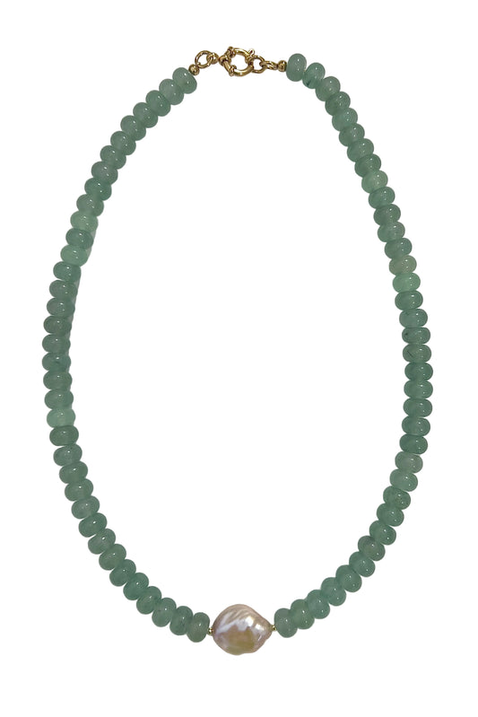 Green Aventurine Necklace w/ Pearl