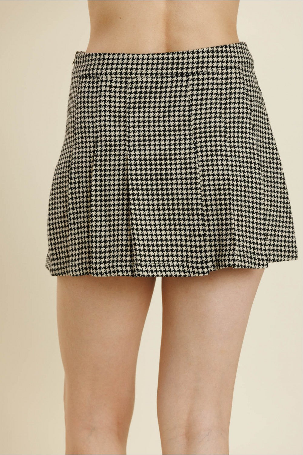 Houndstooth Pleated Skirt