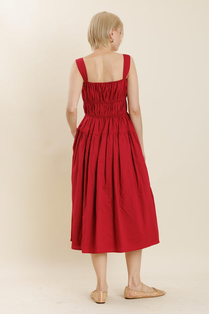 Crimson Midi Bow Dress