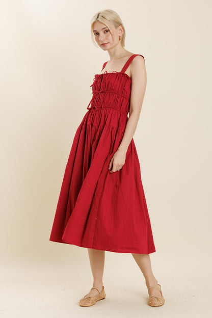 Crimson Midi Bow Dress