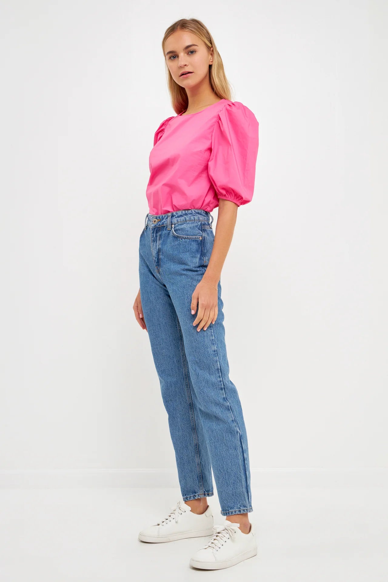 Pink Poplin Puff Sleeve Top - FINAL SALE