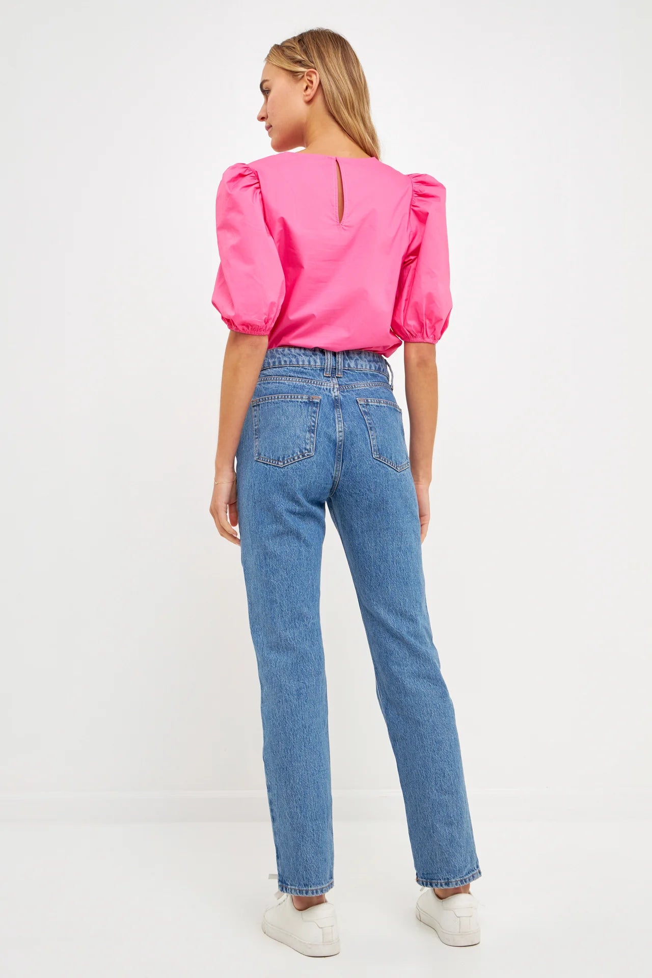 Pink Poplin Puff Sleeve Top - FINAL SALE