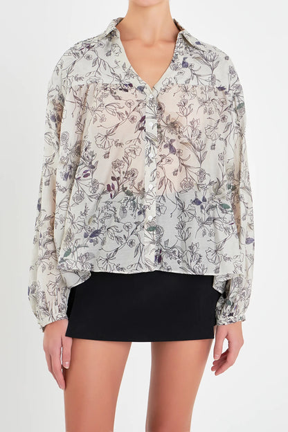 Abstract Floral Blouse - FINAL SALE